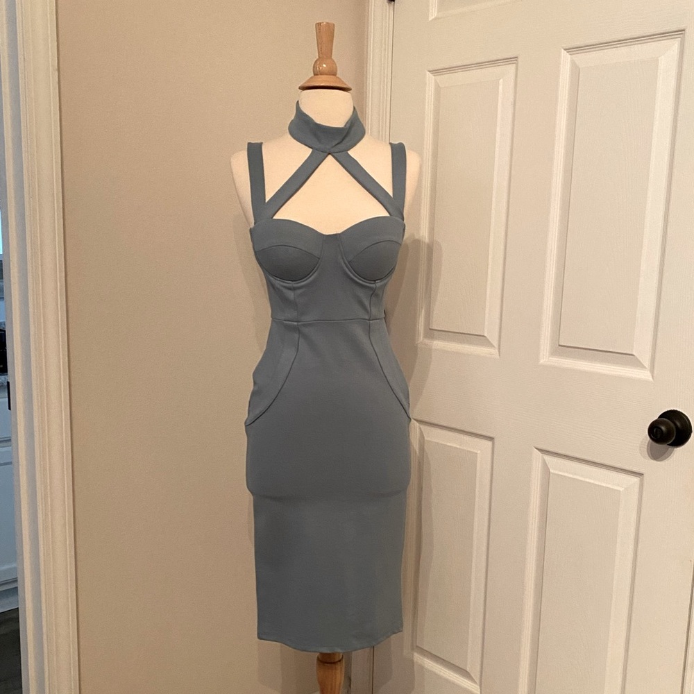 Hello Molly Mysterious Ways bodycon dress in teal US 2-4/small